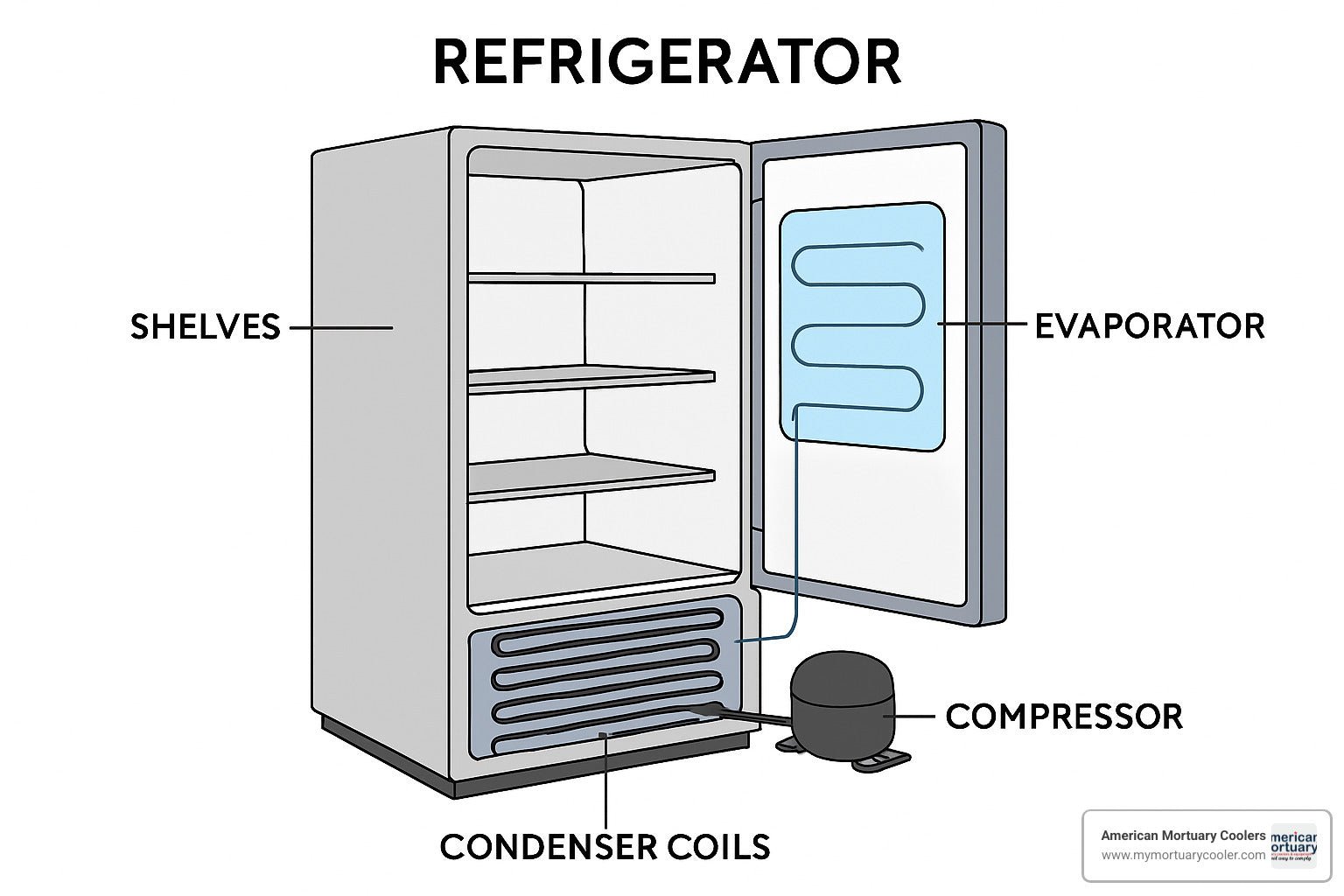 Inside Your Fridge - A Visual Tour of Refrigerator Anatomy - American Mortuary Coolers & Equipments Inside Your Fridge - A Visual Tour of Refrigerator Anatomy - American Mortuary Coolers & Equipments